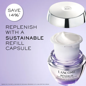 Lancôme jar label close-up showing product name and formulation benefit