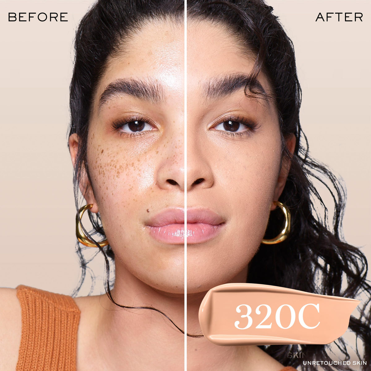 Lancôme foundation texture swatch demonstrating matte finish and blendability