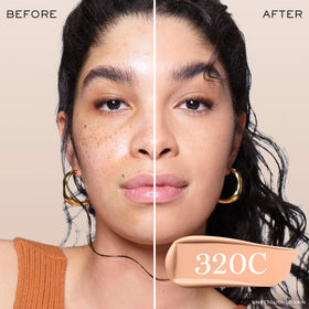 Lancôme foundation texture swatch demonstrating matte finish and blendability
