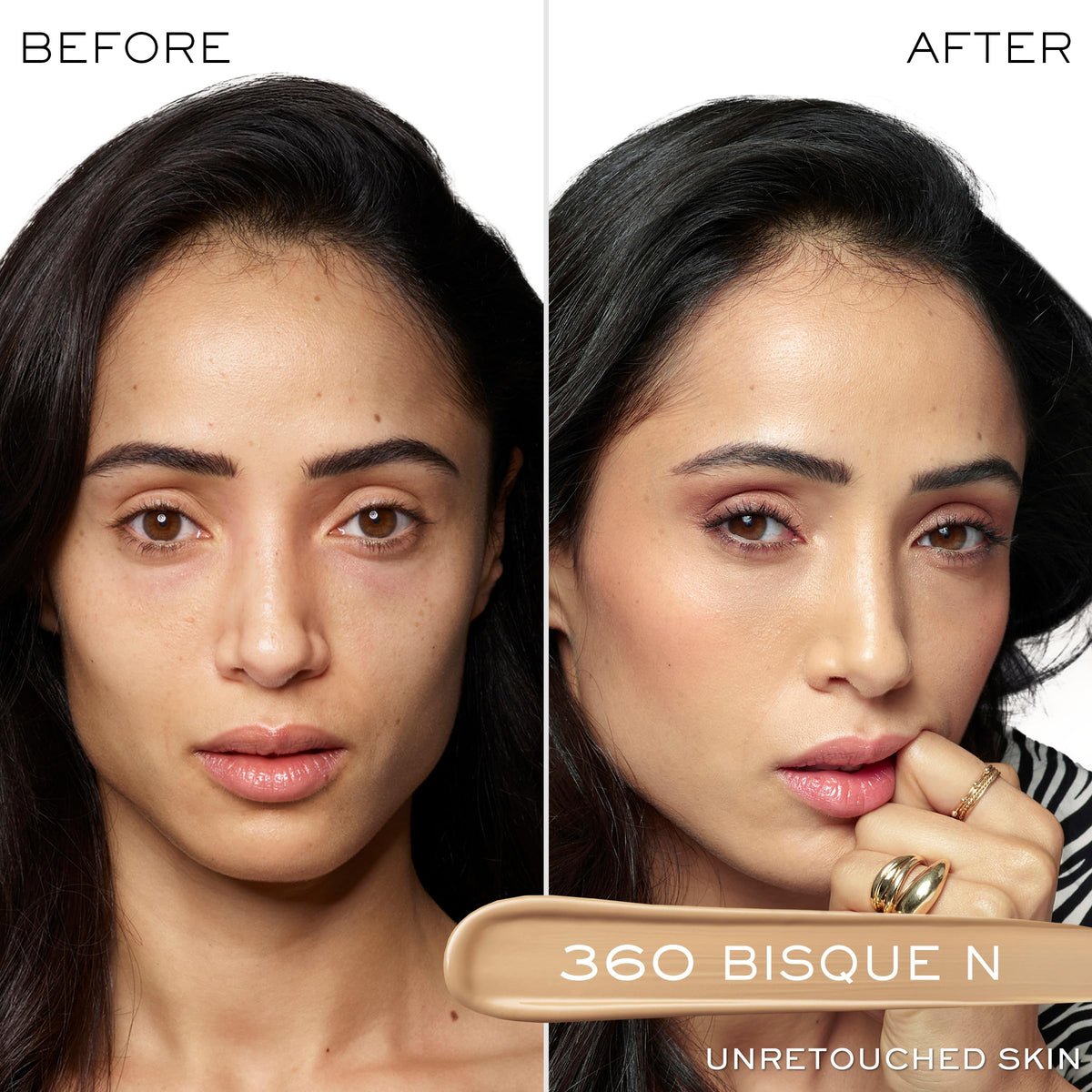 Lancôme swatch of 360 Bisque Neutral showing neutral undertone and true-to-skin color