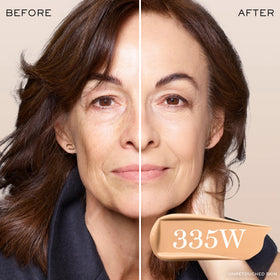Lancôme pump dispenser close-up showing controlled application benefit