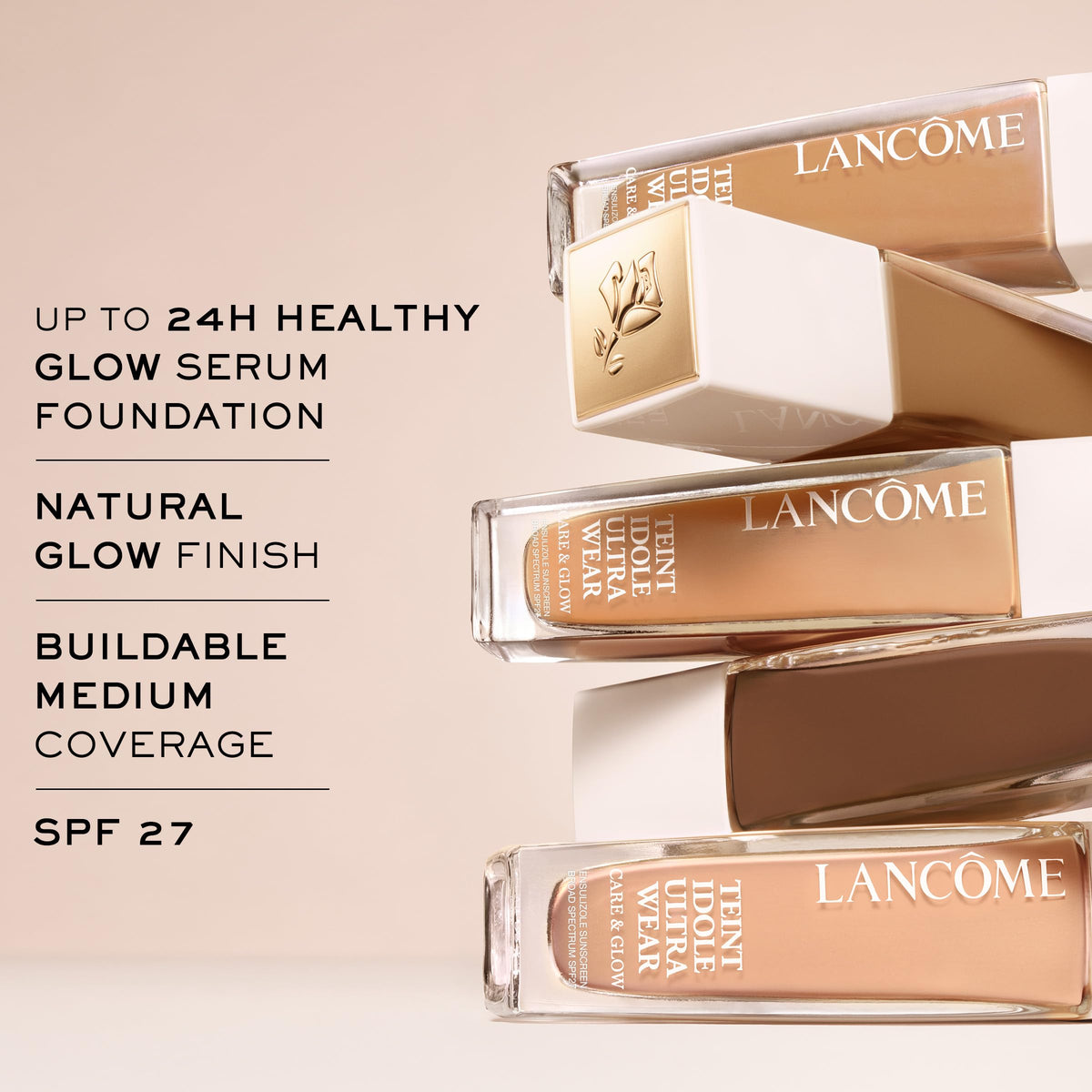 Lancôme serum texture close-up showing hydrating formula benefit: visible moisture