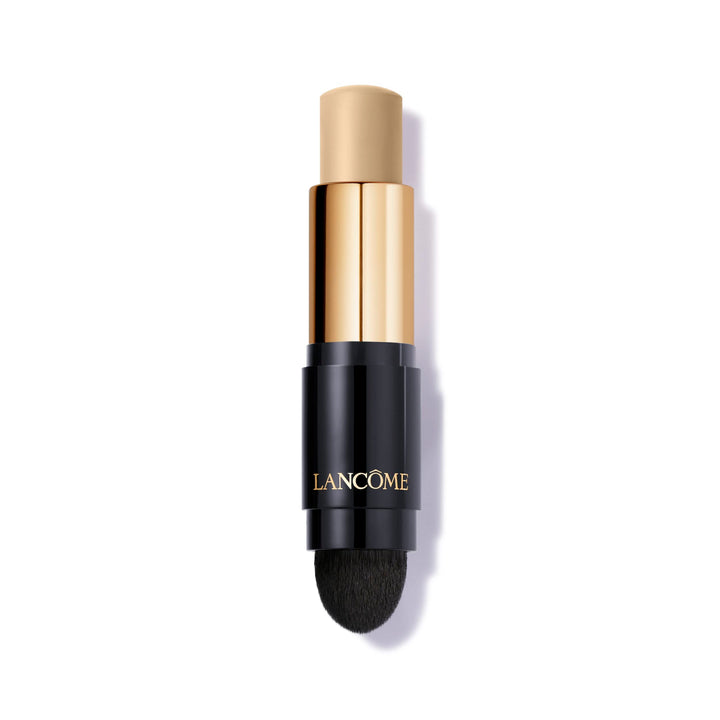 Lancôme foundation stick front view showing sleek packaging and travel-ready benefit