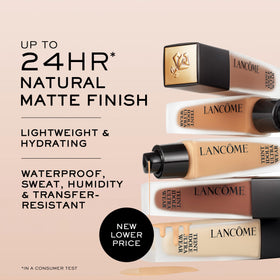 Lancôme swatch of 335W on arm illustrating warm golden undertone match