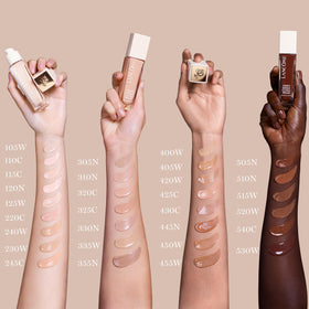 Lancôme foundation swatches on arm showing shade 220C benefit: true-to-tone reference