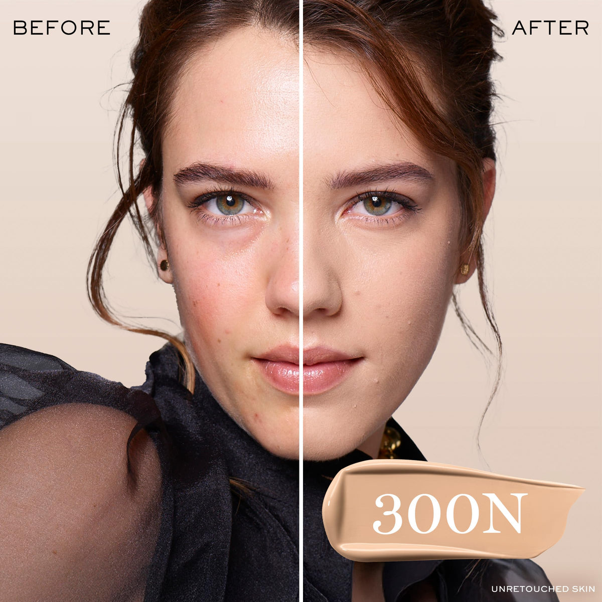 Lancôme close-up texture shot highlighting smooth matte finish for natural look