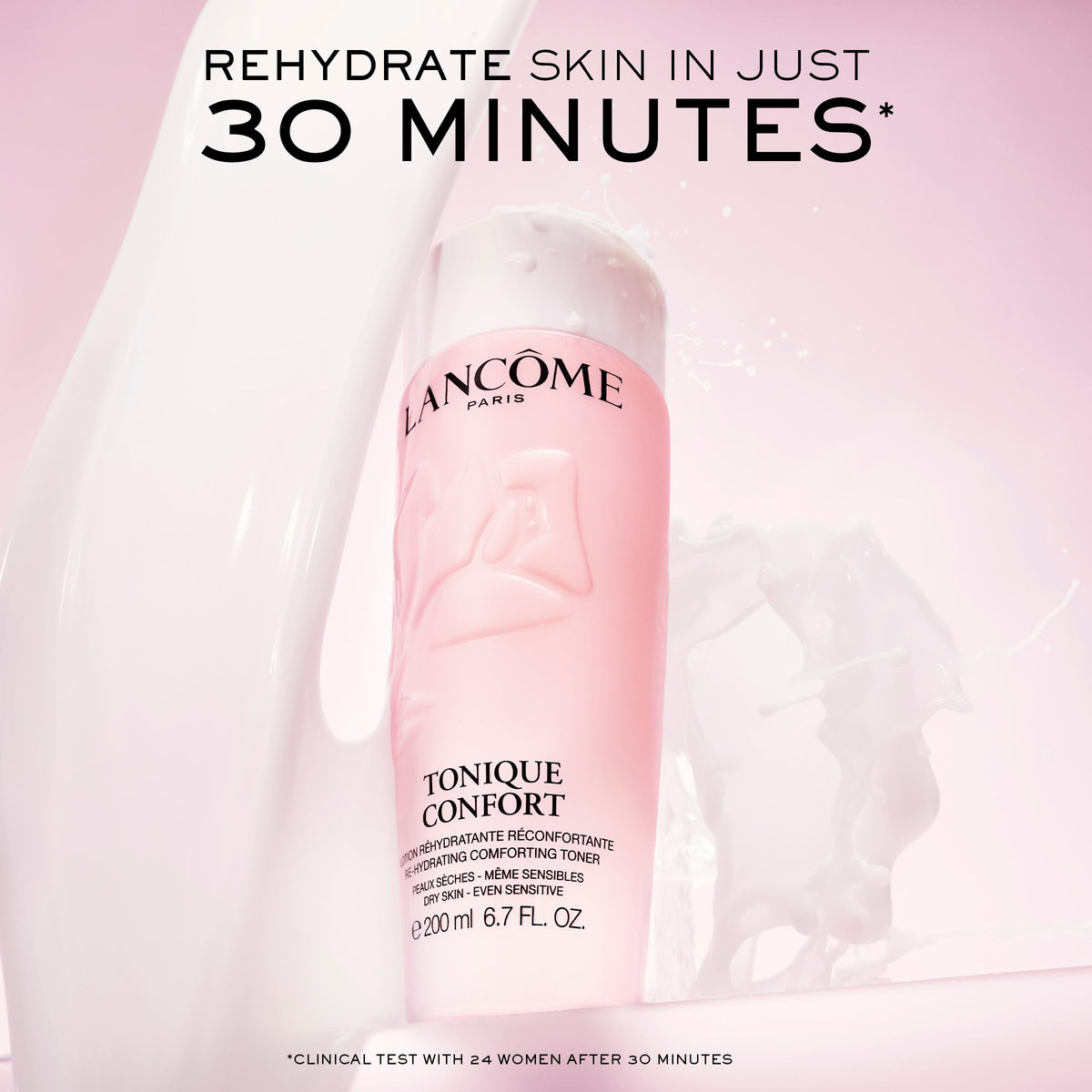 Lancôme milky texture close-up highlighting hydrating, lightweight feel benefit