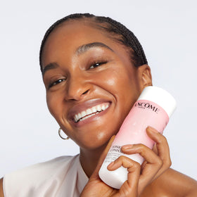 Lancôme before and after skin texture comparison demonstrating visible radiance improvement