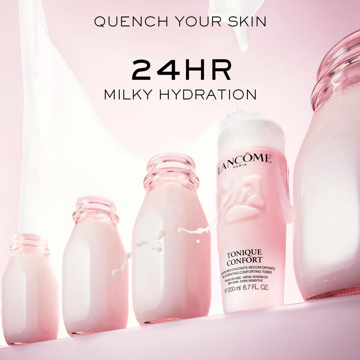 Lancôme bottle next to ruler showing 13.5 fl oz scale and long-lasting supply advantage