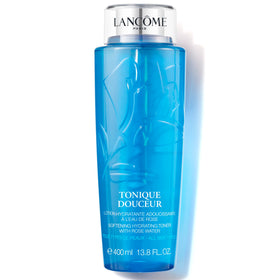 Lancôme bottle front packaging showing label and 13.8 fl oz size, promoting gentle hydration