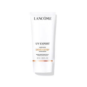Lancôme UV Expert front tube showing SPF 50 and compact size for travel