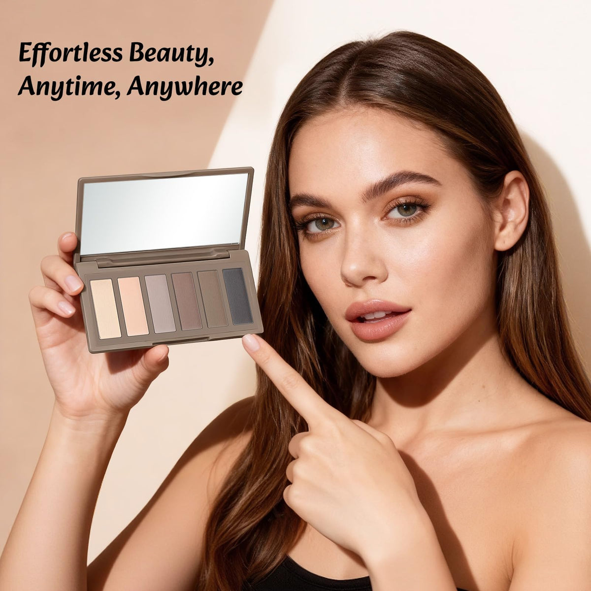 LANDMOON blended eyeshadow on eyelid demonstrating natural to smoky effect