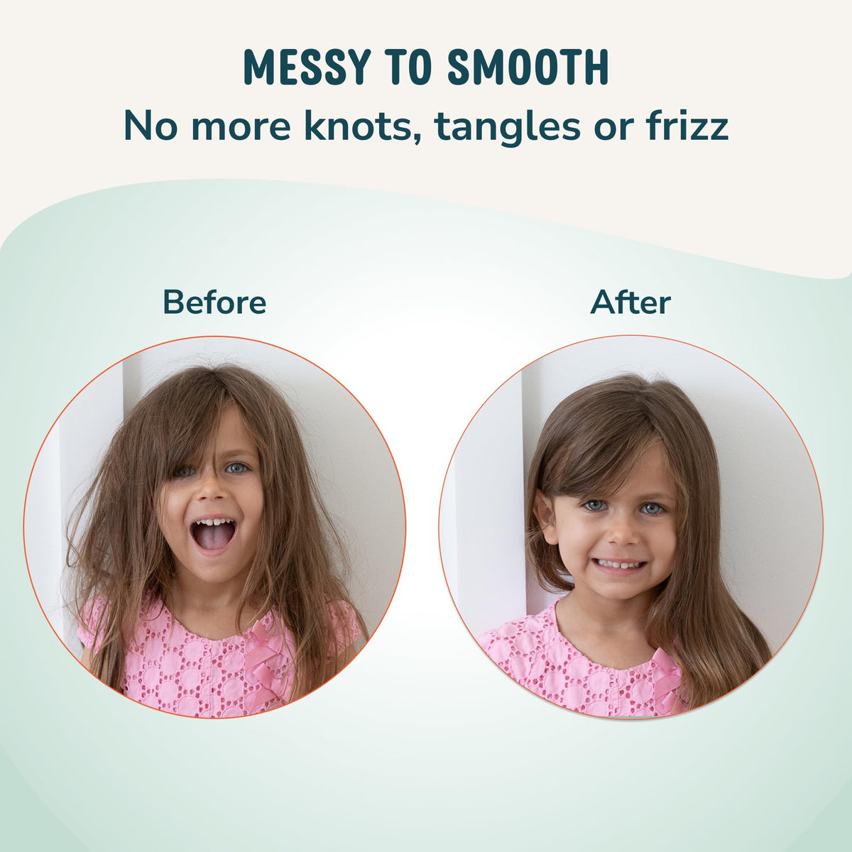 LANE & CO. before and after hair showing smoother, detangled strands