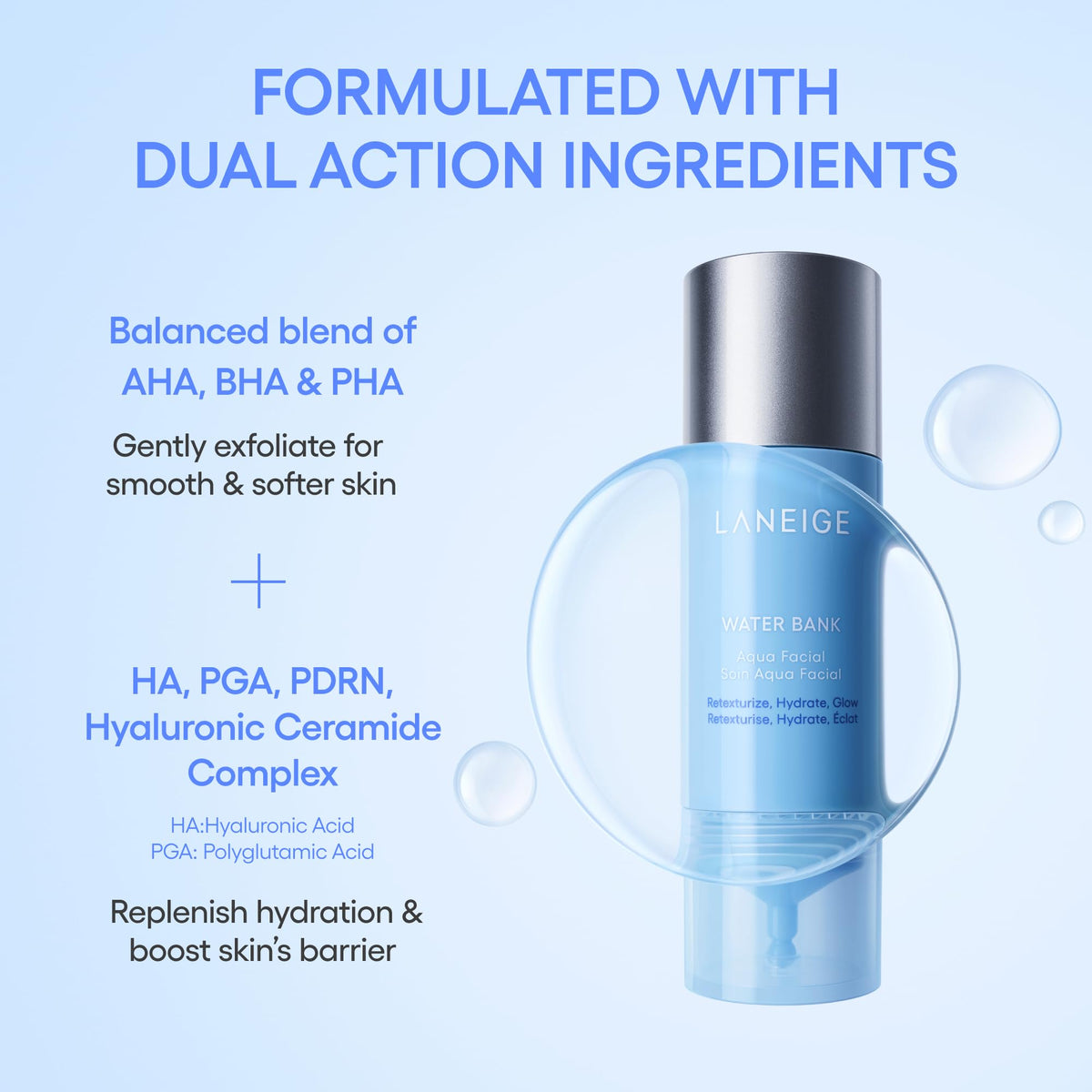 LANEIGE applying serum to cheek illustrating even spread and fast absorption