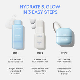 LANEIGE Cream Skin Mist spraying a fine mist to instantly refresh skin