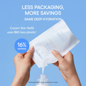 LANEIGE refill packaging emphasizing eco-friendly refill option benefit