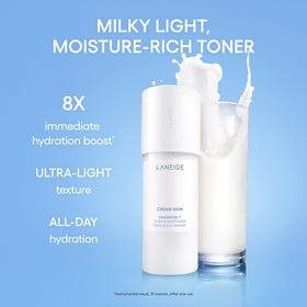 LANEIGE milky toner texture close-up showing lightweight moisture