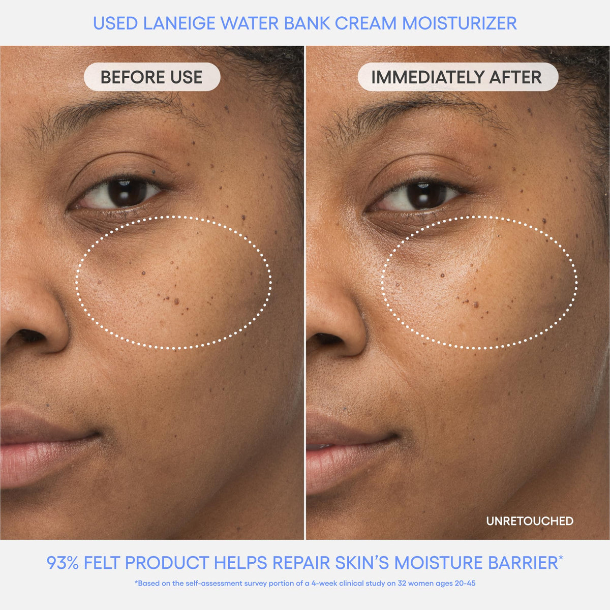 LANEIGE cream texture close-up showing dewy, moisturizing finish