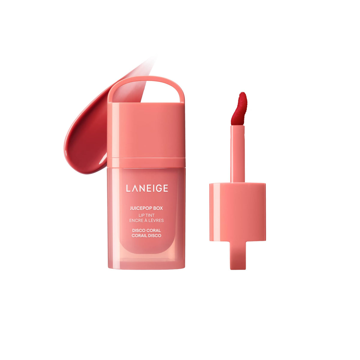 LANEIGE Disco Coral front packaging showing color and glossy finish benefit