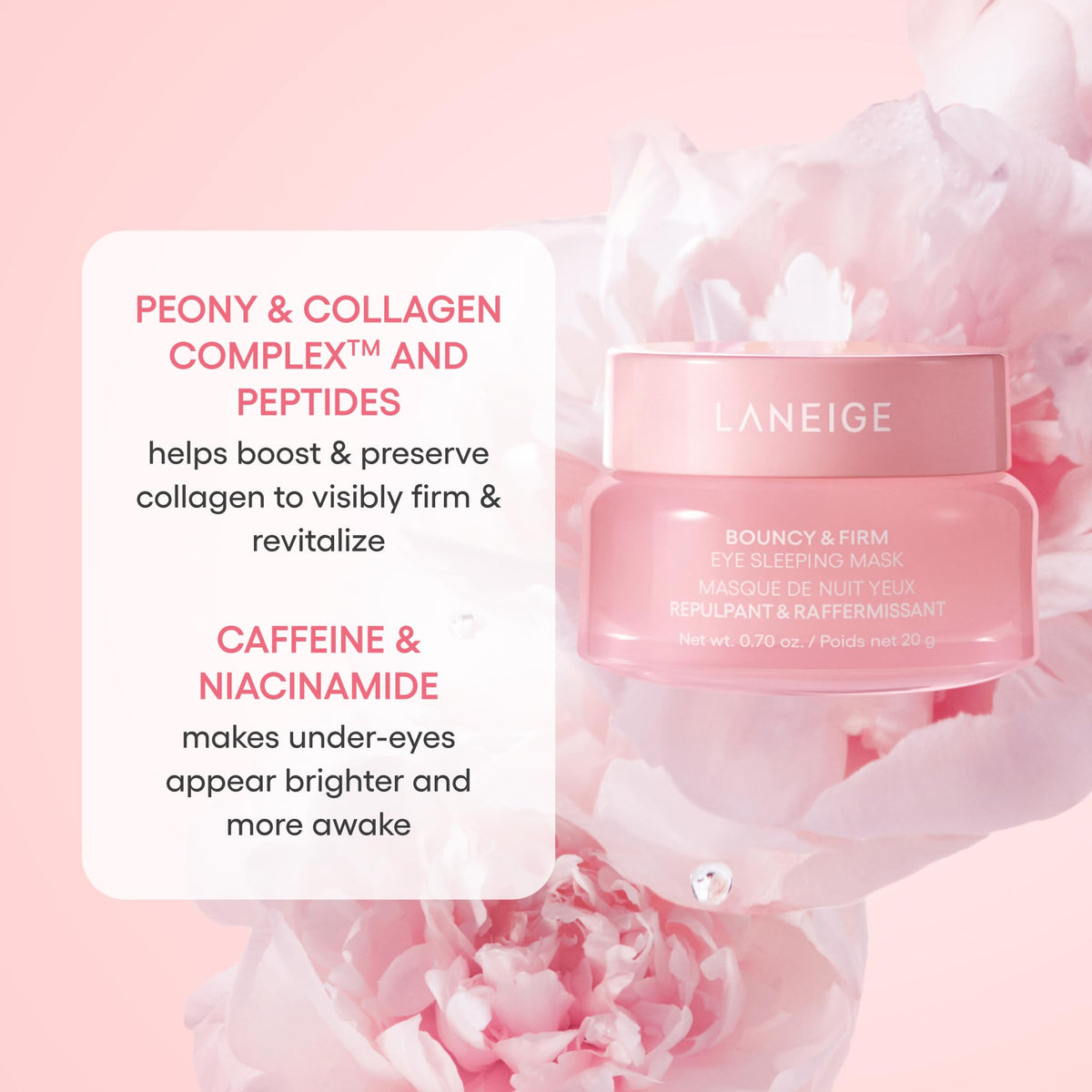 LANEIGE open jar side view displaying silky gel for firming and smoothing