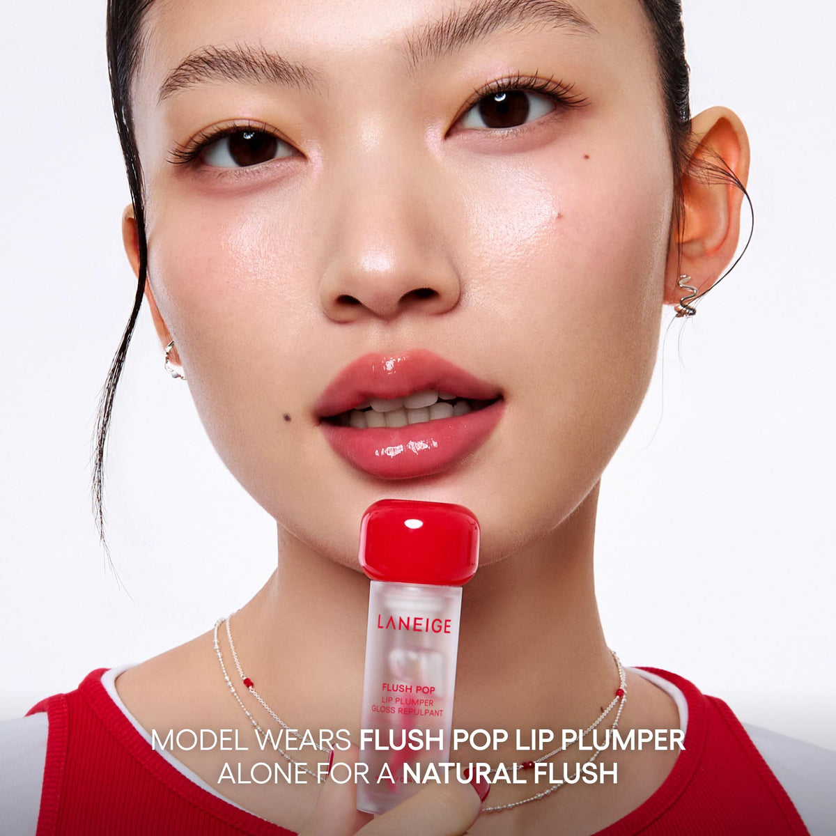 LANEIGE lifestyle bag shot for on-the-go glossy hydration
