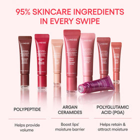 LANEIGE limited-edition Black Plum Glaze shade alongside shade card for collectibility