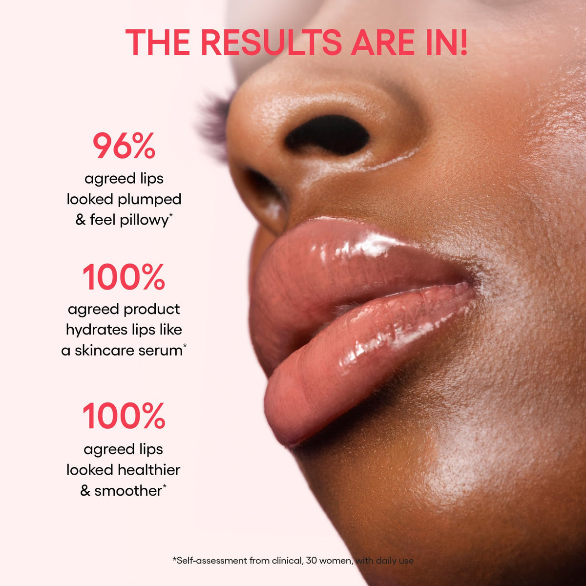 LANEIGE lips before and after showing smoother, glossier lips and barrier support