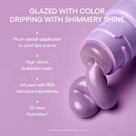 LANEIGE model wearing Lavender Frosting closeup showing hydrated glossy lips benefit