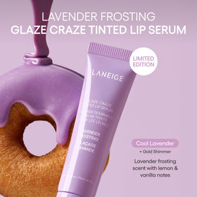 LANEIGE product packaging label close-up showing shade name and limited-edition detail benefit