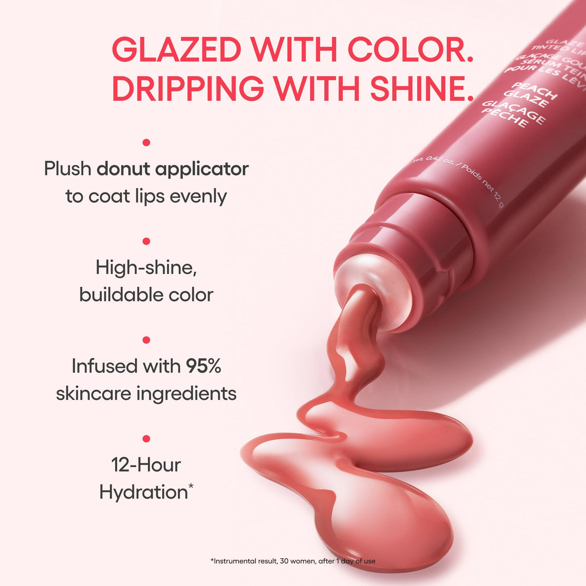 LANEIGE texture swirl of serum-infused tint showing hydrating, glossy finish benefit