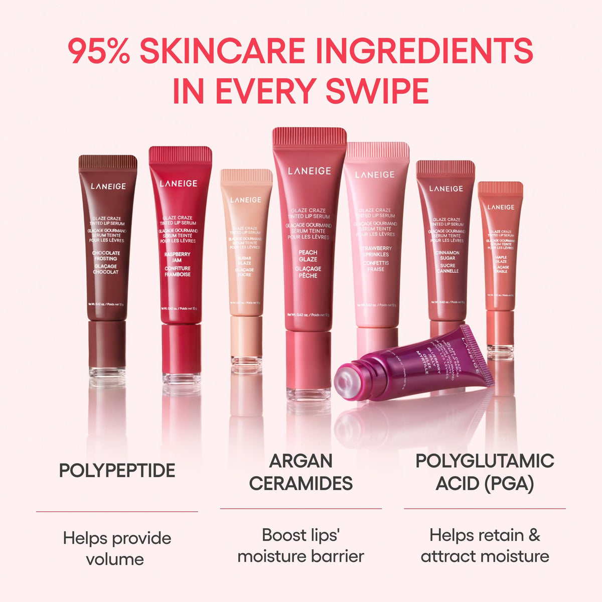 LANEIGE gloss layered over matte lipstick showing topper effect and added shine benefit