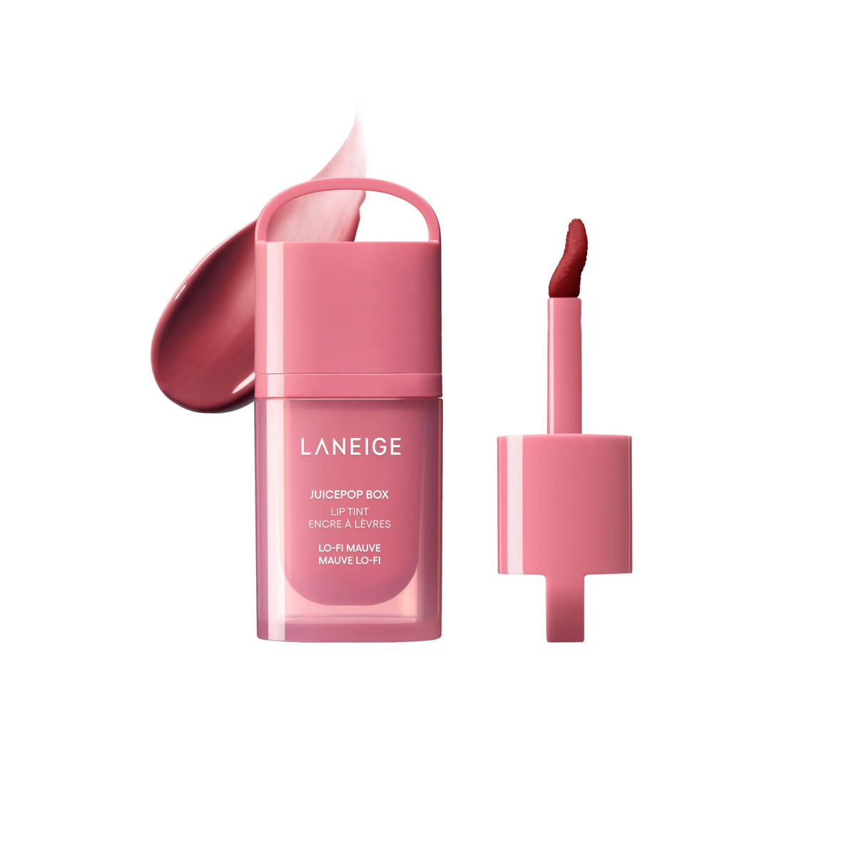 LANEIGE front packaging showing Lo‑Fi Mauve and colorful box — clear shade preview