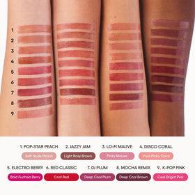 LANEIGE full-coverage lip swatch showing buildable deep cool-brown color
