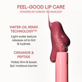 LANEIGE JuicePop Box applied on lips demonstrating comfortable hydrating wear and sheen
