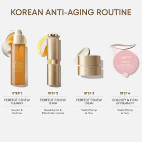 LANEIGE on bathroom vanity lifestyle shot, conveys daily routine and radiant-skin benefit