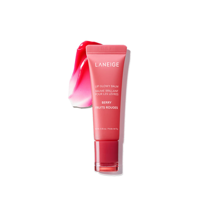 LANEIGE front view of berry lip glowy balm showing sleek stick design and easy application