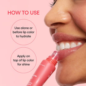 LANEIGE layered over lipstick showing non-sticky shine and enhancement benefit
