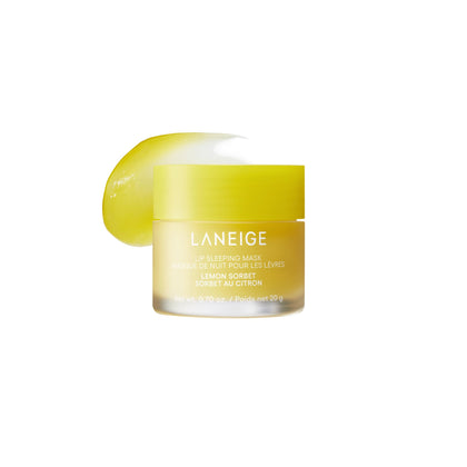 laneige front pot lemon sorbet showing jar and citrus hue for convenient nightly use