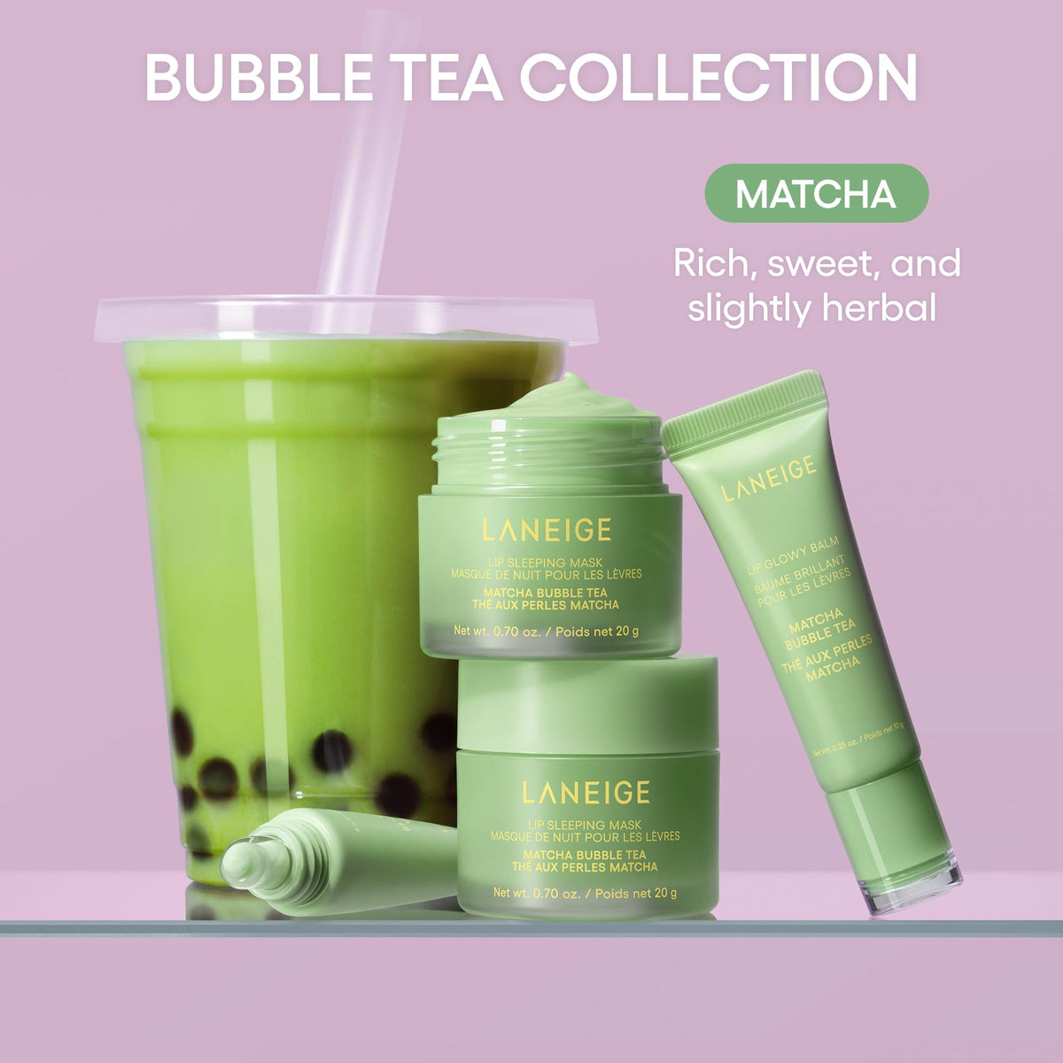 LANEIGE fingertip swatch applying mask showing easy spreadability benefit
