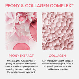 LANEIGE peony and collagen label closeup highlighting active complex