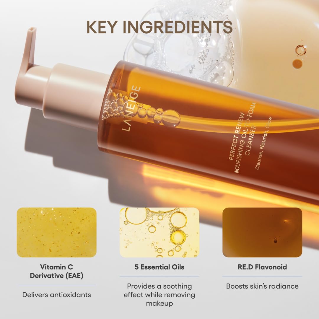 LANEIGE pump dispensing the oil, shows controlled application and easy use benefit