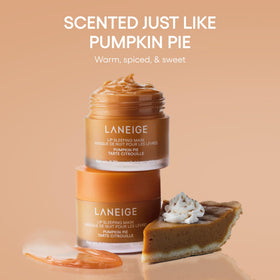 LANEIGE label detail showing Pumpkin Pie name and ingredient highlights for clarity