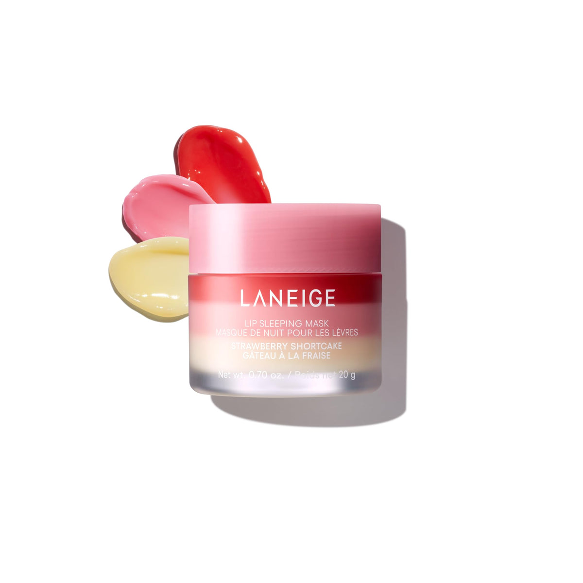 LANEIGE jar front view showing Strawberry Shortcake flavor and inviting design