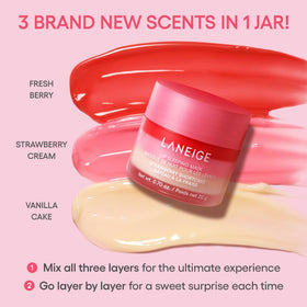LANEIGE open jar revealing thick balm and strawberry cake-inspired scent