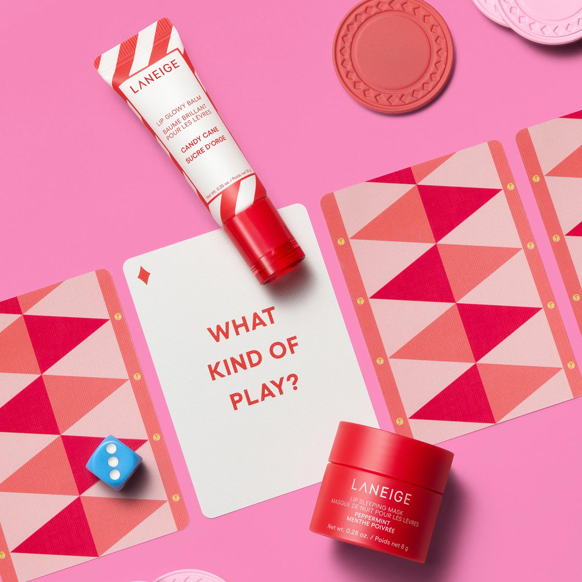 LANEIGE Candy Cane Glowy Balm close-up texture highlighting glossy sheen and quick absorption