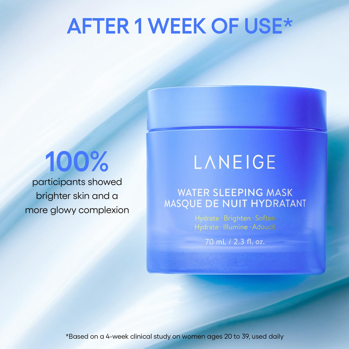 LANEIGE travel-size next to full-size containers for scale, useful for packing and trial decisions
