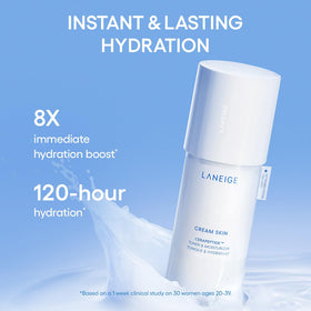 LANEIGE Water Bank Cream texture swatch illustrating rich blue-hyaluronic hydration for long-lasting moisture