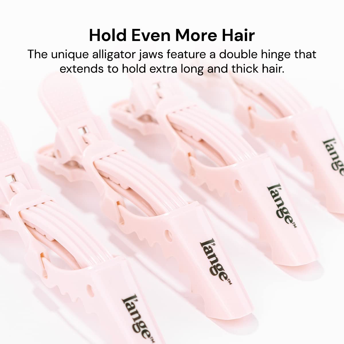 L'ANGE HAIR close-up of wide teeth highlighting secure, crease-free hold