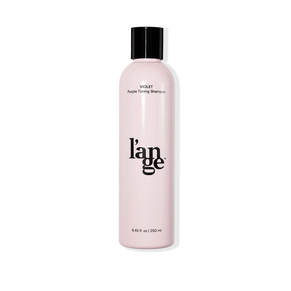 L'ANGE HAIR front bottle showing design and product benefit of brassiness control