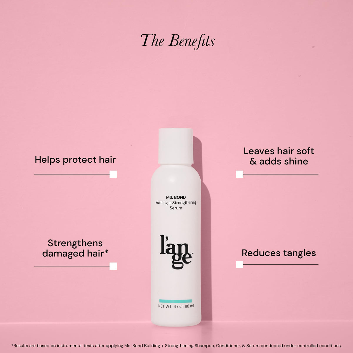 L'ANGE HAIR bottle on bathroom vanity styled for daily routine convenience benefit